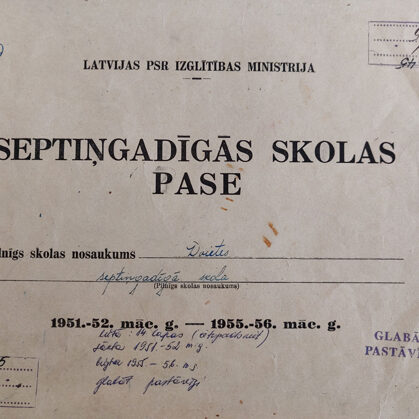 Dvietes skolas gadu dokumenti 1950–1959